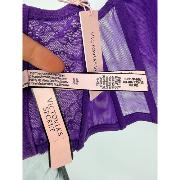 Victorias Secret Dream Angels Purple Lace Corset Top Bustier S-DD NWT - Picture 7 of 8